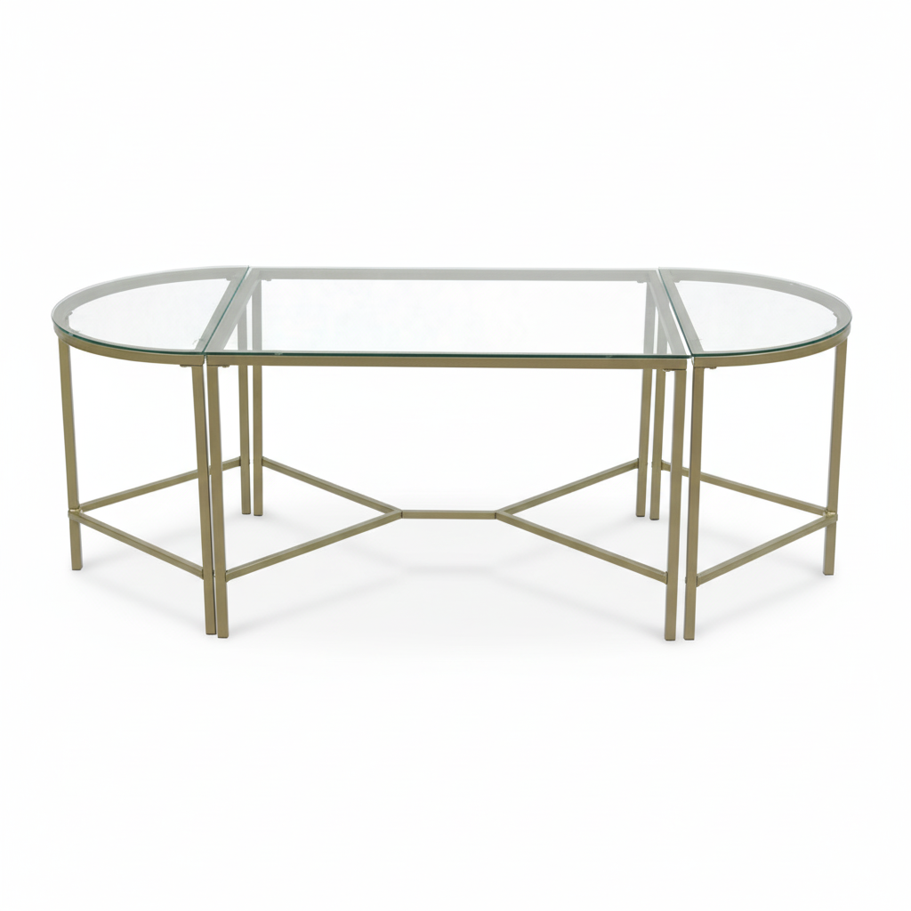 Set De 3 Mesas De Centro Mesitas Auxiliar Apilables Cristal