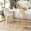 Juego de 2 Bancos Altos Beige para Barra de Cocina
