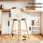 Juego de 2 Bancos Altos Beige para Barra de Cocina