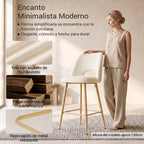Juego de 2 Bancos Altos Beige para Barra de Cocina