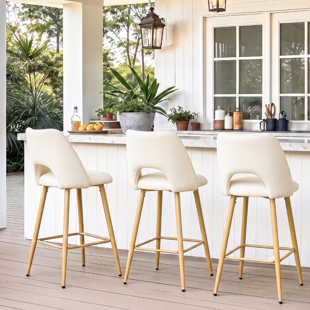 Juego de 2 Bancos Altos Beige para Barra de Cocina