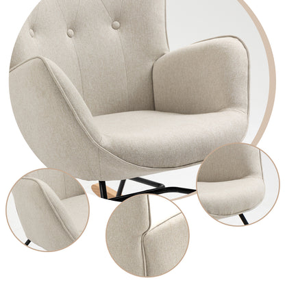 Mecedora Sillón Moderno Sillón Reclinable Terciopelo Individual Beige
