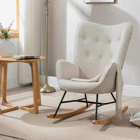 Mecedora Sillón Moderno Sillón Reclinable Terciopelo Individual Beige