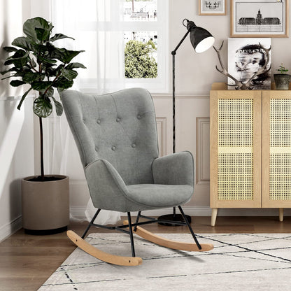 GOMYHOME Mecedora Sillón Moderno Reclinable Terciopelo Sofa Individual Gris