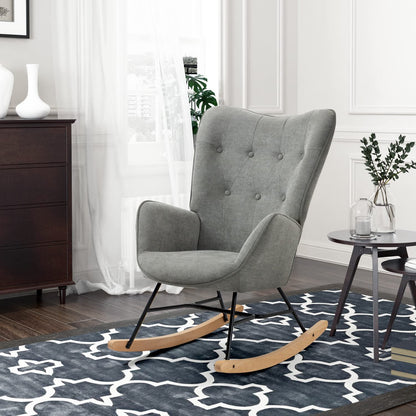 GOMYHOME Mecedora Sillón Moderno Reclinable Terciopelo Sofa Individual Gris