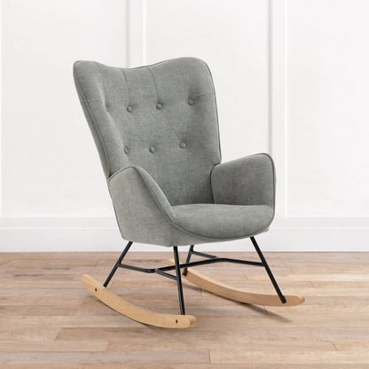GOMYHOME Mecedora Sillón Moderno Reclinable Terciopelo Sofa Individual Gris