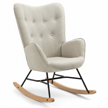 Mecedora Sillón Moderno Sillón Reclinable Terciopelo Individual Beige