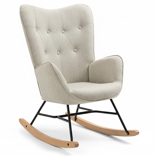 Mecedora Sillón Moderno Sillón Reclinable Terciopelo Individual Beige