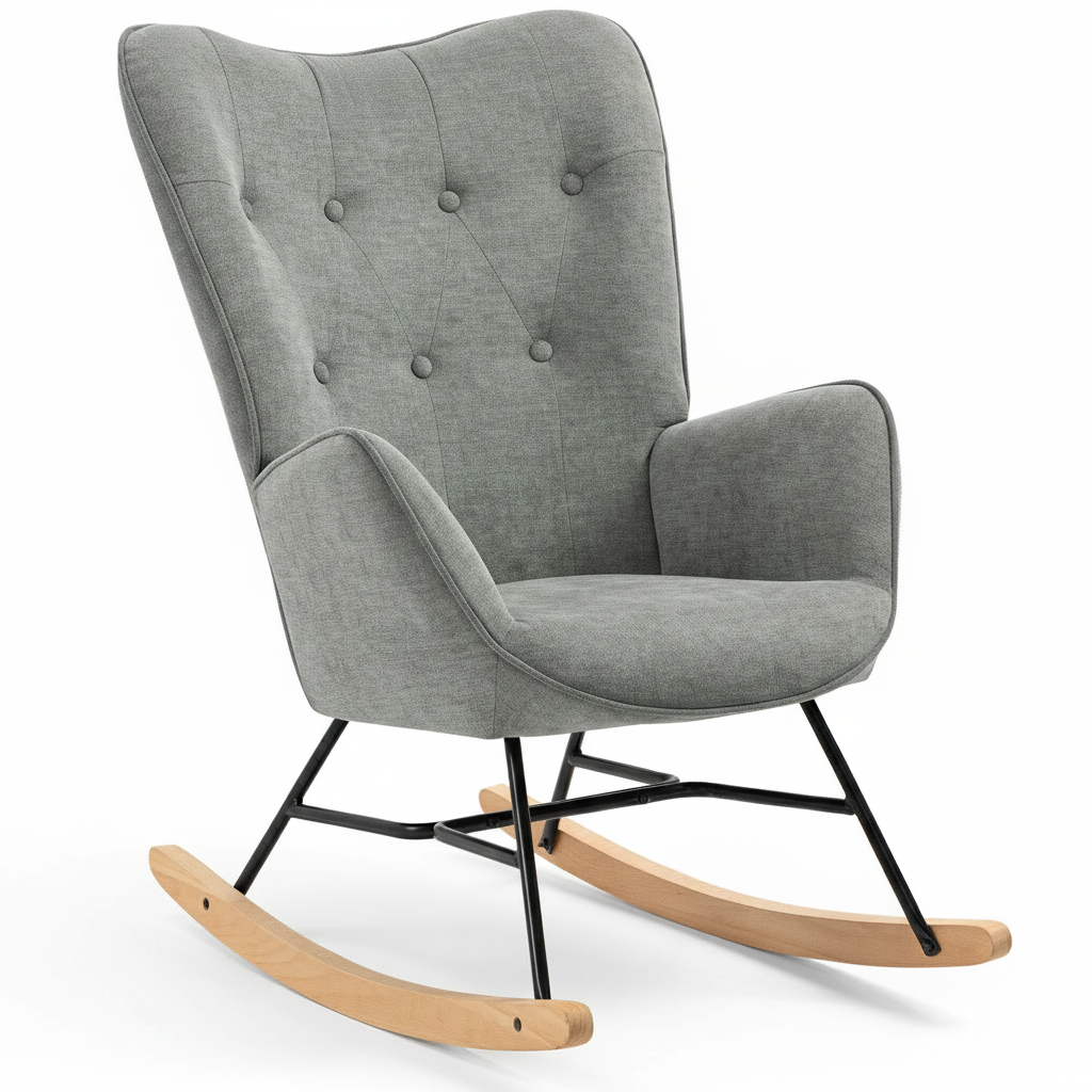 Sillón Mecedora Tapizado Moderno Gris EPPING