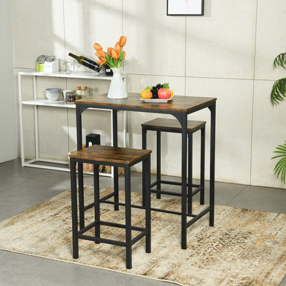 Nuevo Mesa de Bar con 2 Bancos Juego de 3 Mesas de Cocina con Metal Robusto  Vintage FAIRMAN