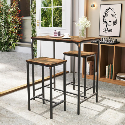 Nuevo Mesa de Bar con 2 Bancos Juego de 3 Mesas de Cocina con Metal Robusto  Vintage FAIRMAN