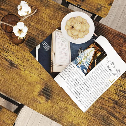 Nuevo Mesa de Bar con 2 Bancos Juego de 3 Mesas de Cocina con Metal Robusto  Vintage FAIRMAN