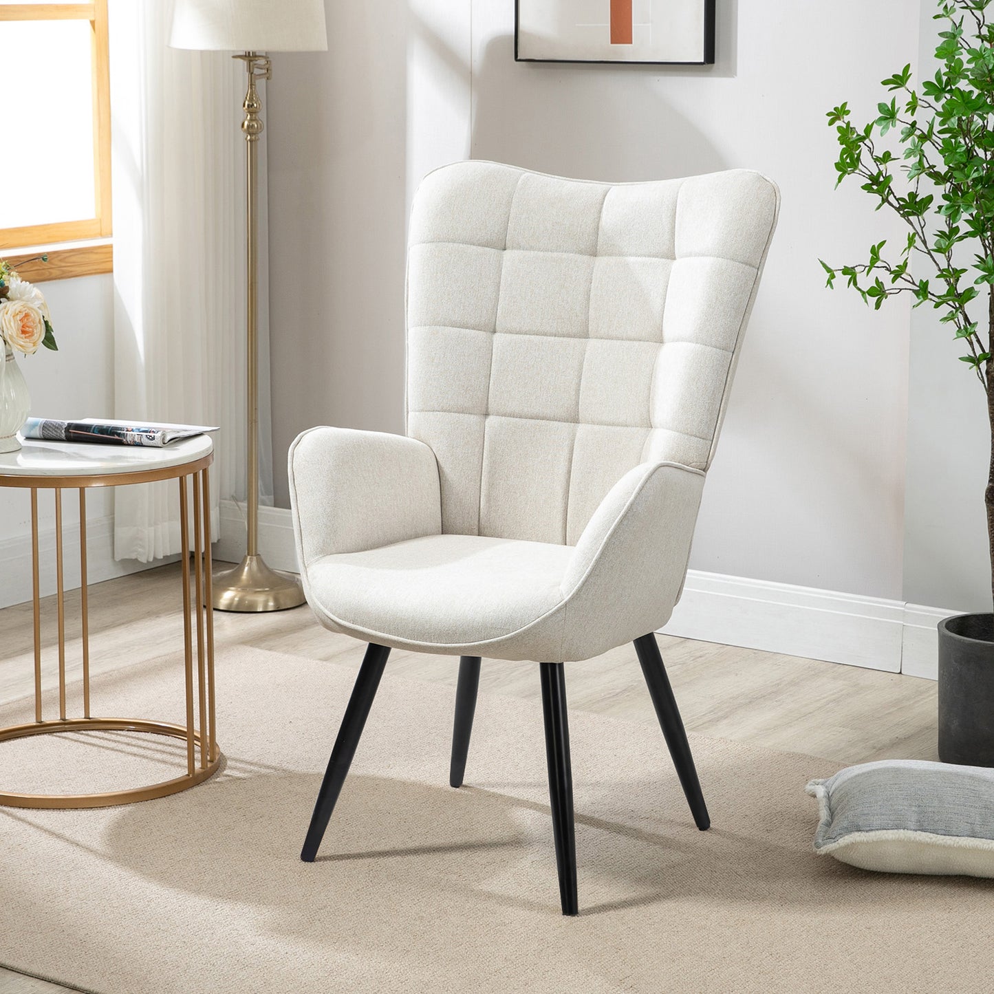 Silla Sillón Individual Terciopelo Beige