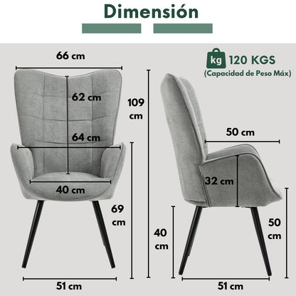 GOMYHOME Sillón Individual de Moderno Gris