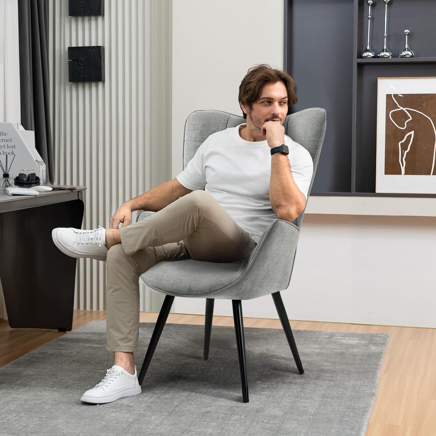 GOMYHOME Sillón Individual de Moderno Gris
