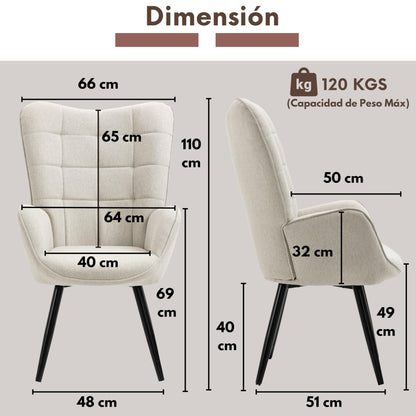 Silla Sillón Individual Terciopelo Beige