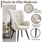 Silla Sillón Individual Terciopelo Beige