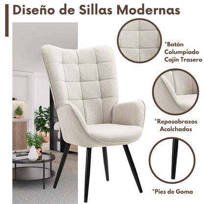 Silla Sillón Individual Terciopelo Beige