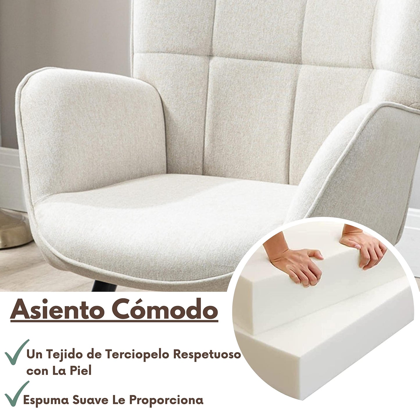 Silla Sillón Individual Terciopelo Beige