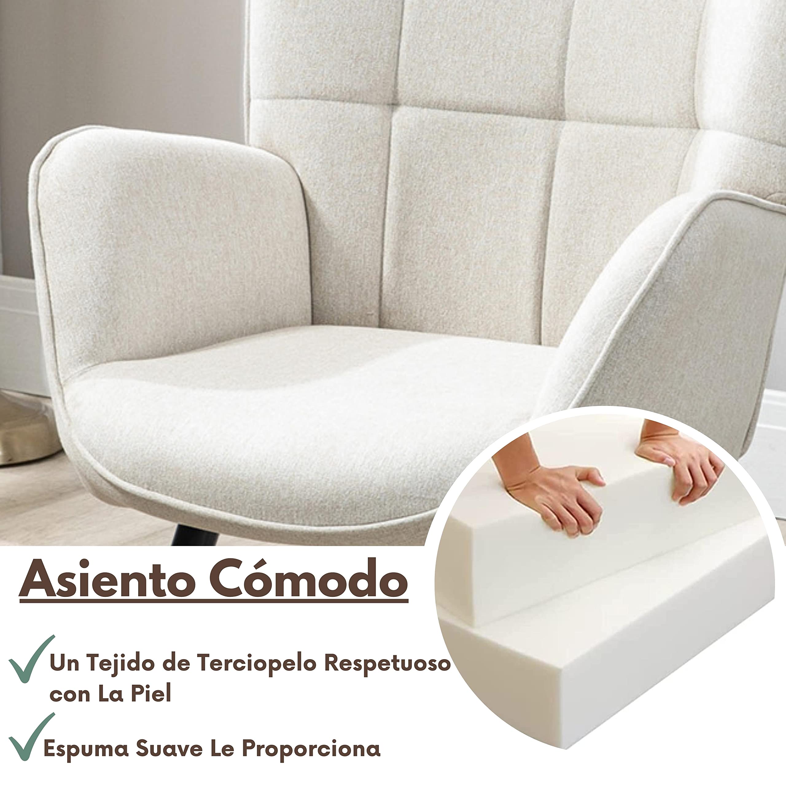 Silla Sillón Individual Terciopelo Beige