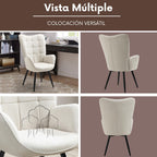 Silla Sillón Individual Terciopelo Beige
