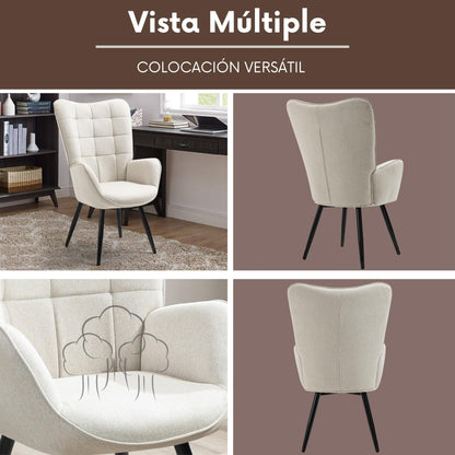 Silla Sillón Individual Terciopelo Beige