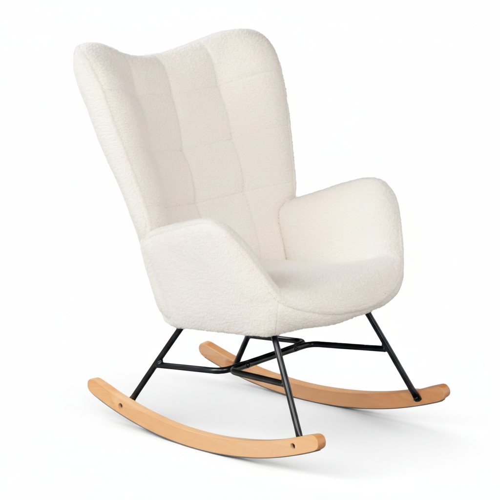 Mecedora Sillón Moderno Cómodo Sillón Reclinable Terciopelo Individual Blanco
