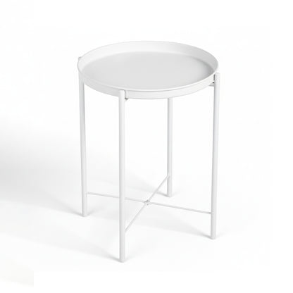 NEUVO Mesa Auxiliar de Metal Mesas Laterales Redondas Pequeñas Mesita de Noche de Metal GLADOM WHITE