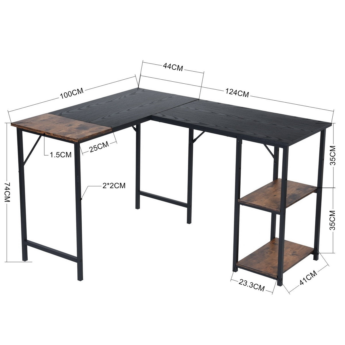 Escritorio en L 124 cm + Silla Rosa