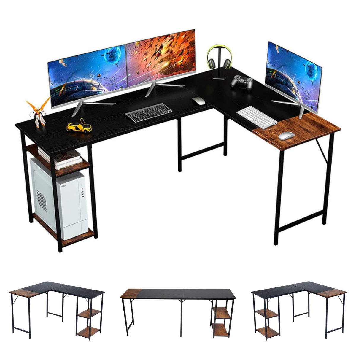 Escritorio en L 124 cm + Silla Rosa