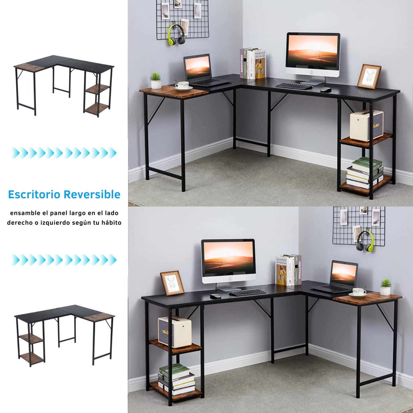 124CM Escritorio para Computadora en Forma de L Escritorio IBARRA