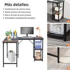 Escritorio en L 124 cm + Silla Negra