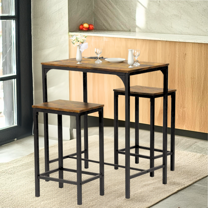 Nuevo Mesa de Bar con 2 Bancos Juego de 3 Mesas de Cocina con Metal Robusto  Vintage FAIRMAN