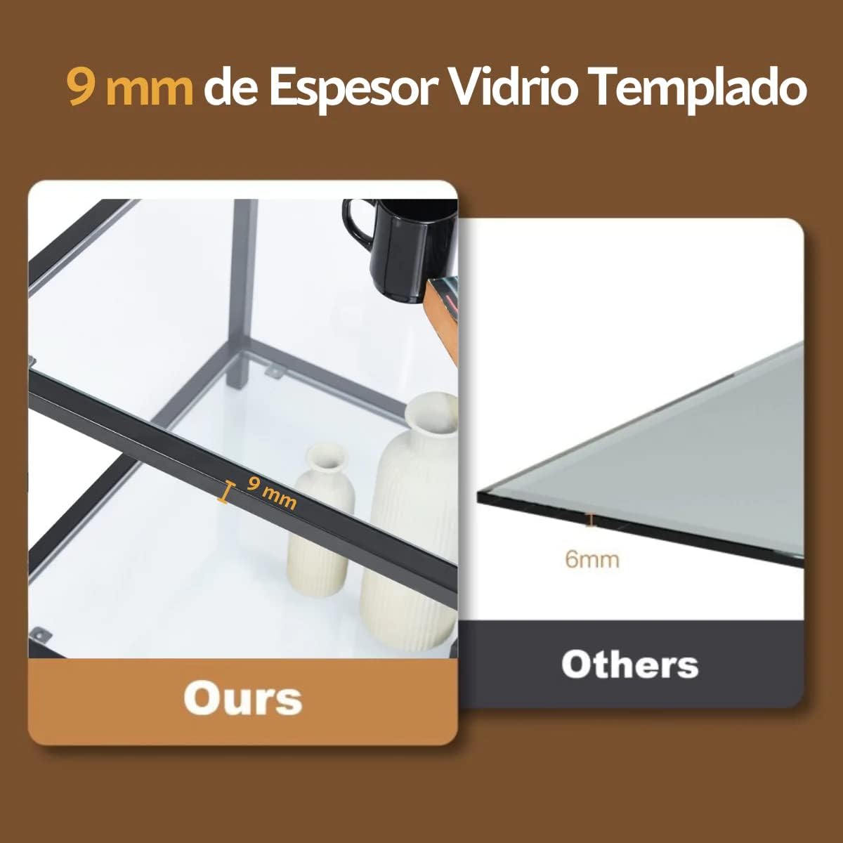 Mesa Centro Moderna Rectangular Vidrio Templado 110cm