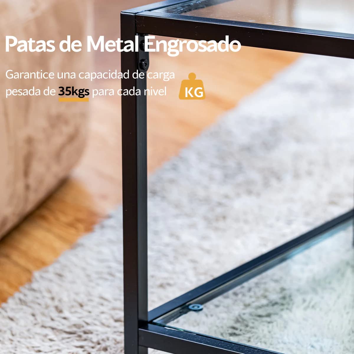 Mesa Centro Moderna Rectangular Vidrio Templado 110cm