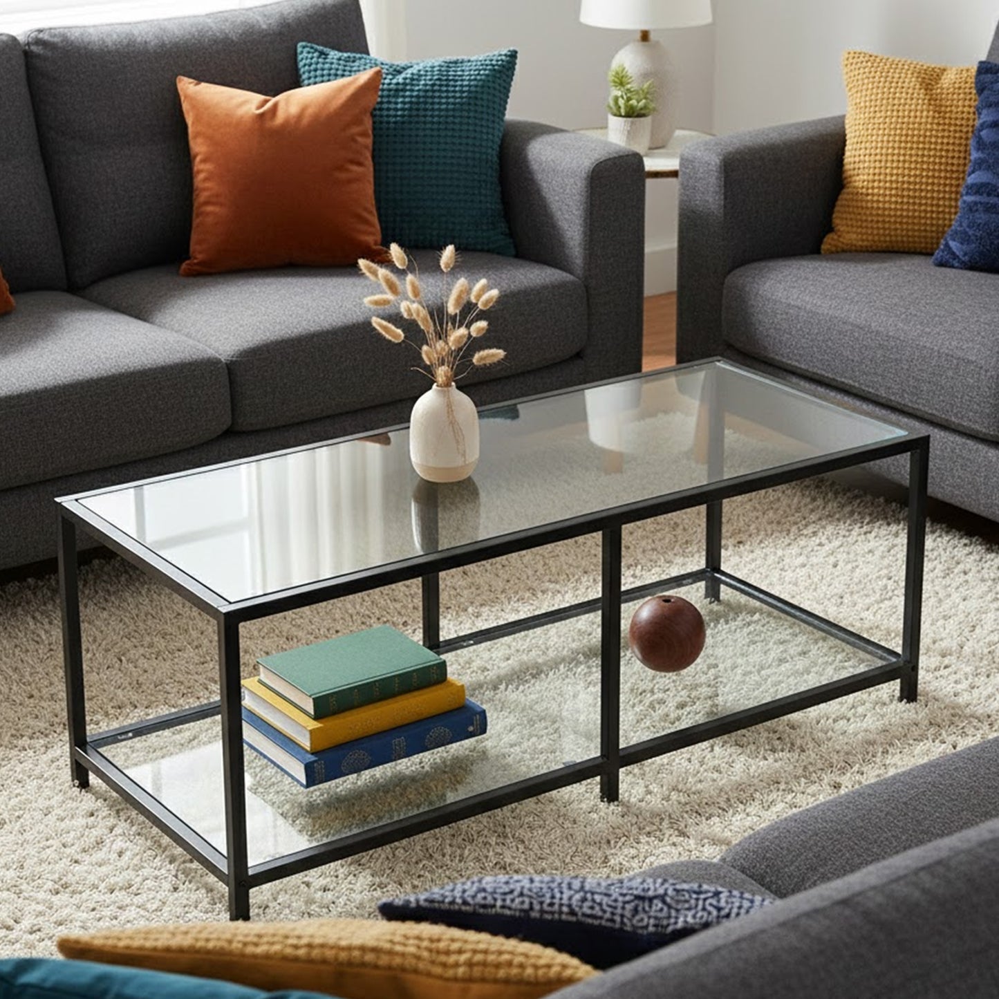 Mesa Centro Moderna Rectangular Vidrio Templado 110cm