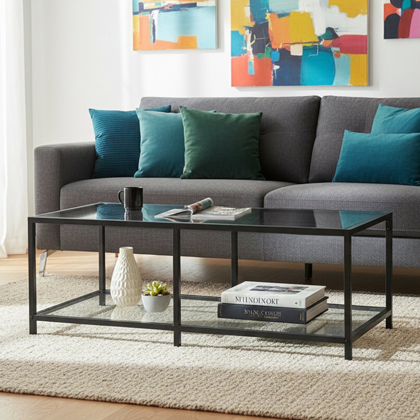 Mesa Centro Moderna Rectangular Vidrio Templado 110cm