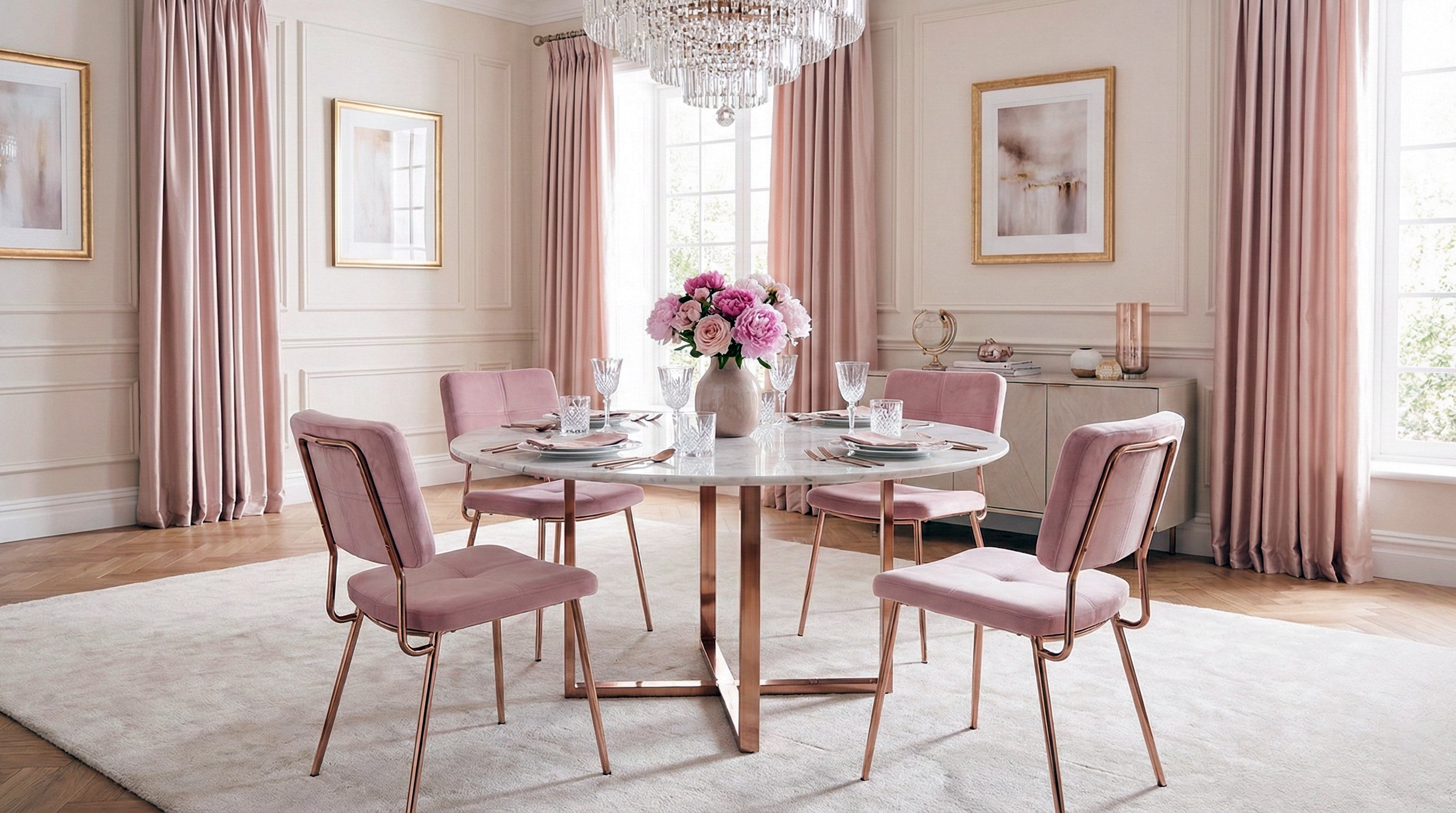 Cyber Gomyhome Silla de Comedor Personalizable Karomi Rosa