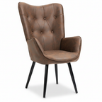 Sillón de Piel Sintética Tapizado Sillón de Cuero Individuales Marron
