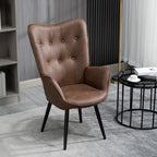 Sillón de Piel Sintética Tapizado Sillón de Cuero Individuales Marron