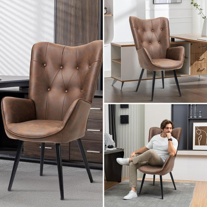 Sillón de Piel Sintética Tapizado Sillón de Cuero Individuales Marron