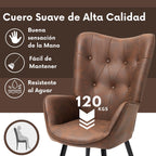 Sillón de Piel Sintética Tapizado Sillón de Cuero Individuales Marron