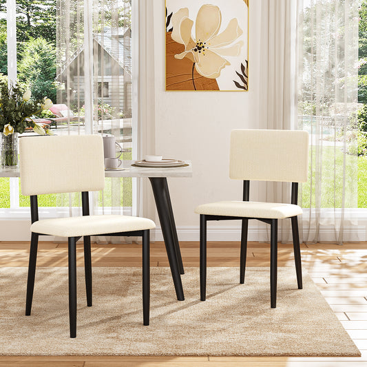 Juego de 2 Sillas de Comedor Tapizadas Beige