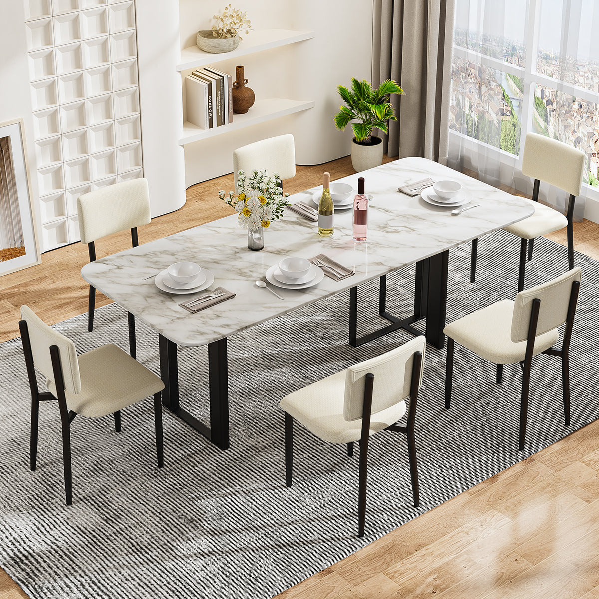 Juego de 2 Sillas de Comedor Tapizadas Beige