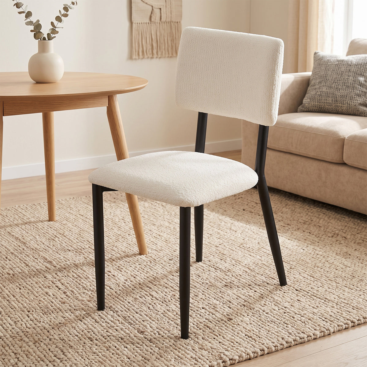 Juego de 2 Sillas de Comedor Tapizadas Beige