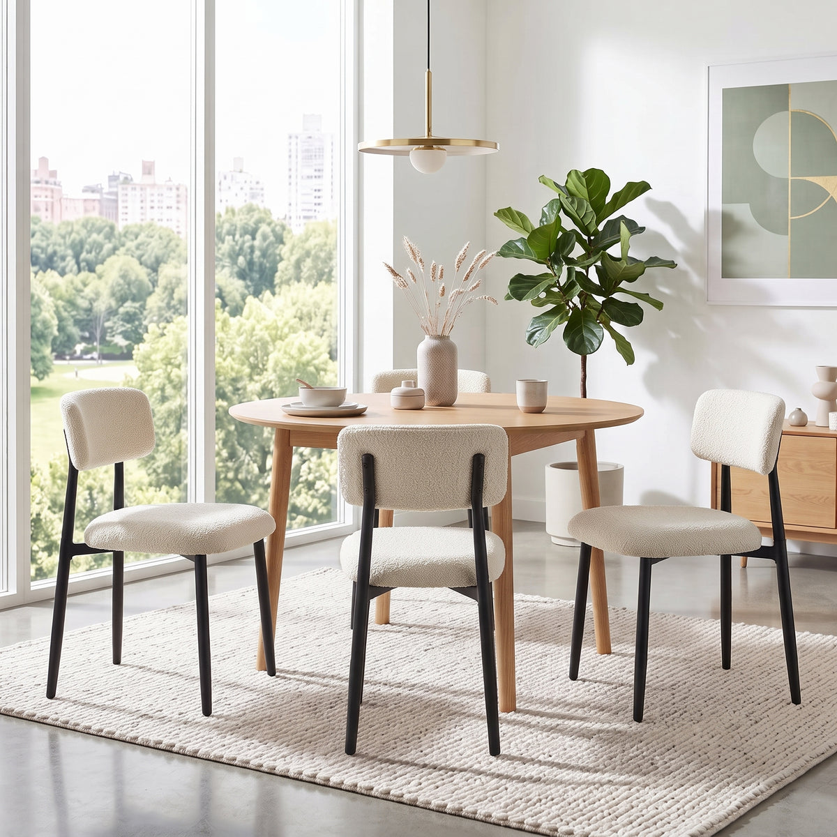 Juego de 2 Sillas de Comedor Tapizadas Beige