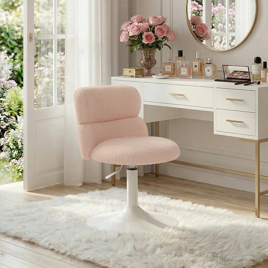 Silla Giratoria Ajustable para Bar y Tocador Rosa