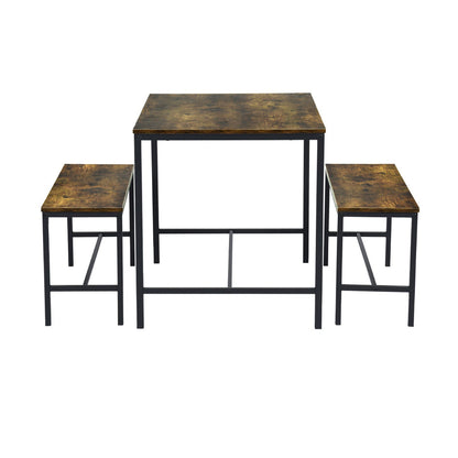 [2bancos+Mesa]Juego de mesa de comedor Marron de 110 cm con 2 bancos Lomaner