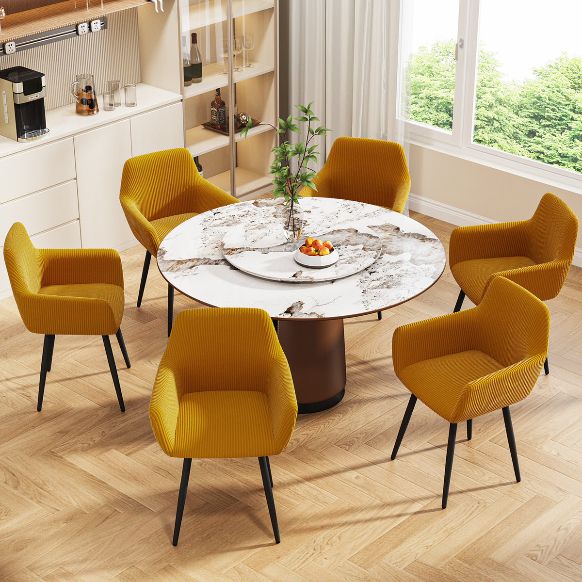 Silla de Comedor Tapizada Mostaza con Brazos 2PC