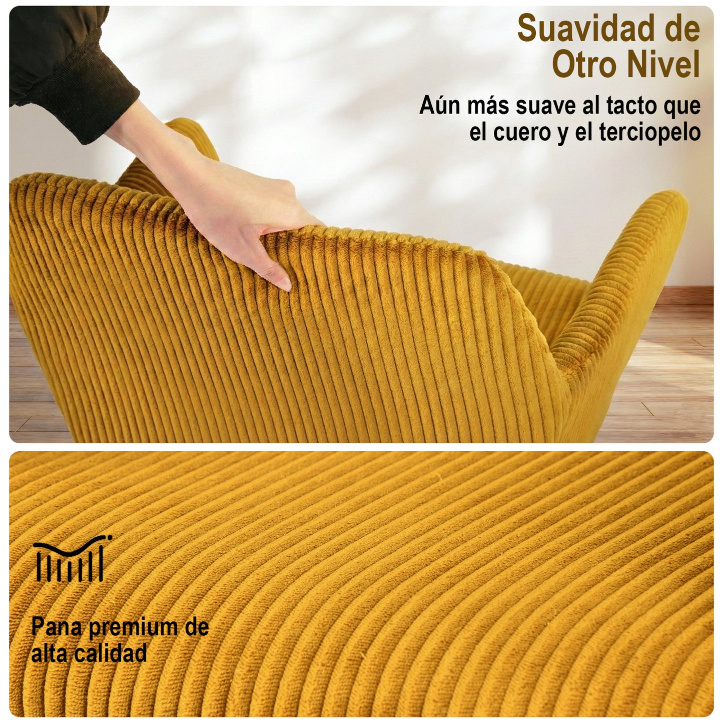 Silla de Comedor Tapizada Mostaza con Brazos 2PC